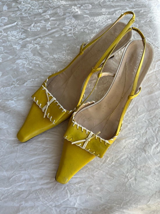 kate spade Shoes - Vintage Yellow Leather Kate Spade Kitten Heels